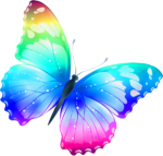 Скачать PNG картинку на прозрачном фоне Радужная нарисованная бабочка