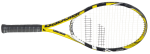 Скачать PNG картинку на прозрачном фоне Ракетка черно-желтая с черной ручкой, для большого тенниса