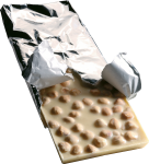 Скачать PNG картинку на прозрачном фоне Раскрытая упаковка белого шоколада с цельными орехами