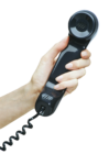 Скачать PNG картинку на прозрачном фоне Рука держит черную телефонную трубку