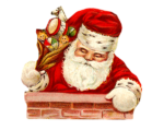 Скачать PNG картинку на прозрачном фоне Санта Клаус, нарисованный в дымоходе