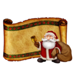 Скачать PNG картинку на прозрачном фоне Санта Клаус,нарисованный на фоне свитка