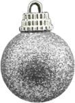 Скачать PNG картинку на прозрачном фоне серебряный елочный новогодний шар с блестками