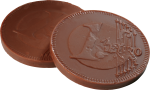 Скачать PNG картинку на прозрачном фоне Шоколадная монета, один евро