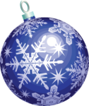 Скачать PNG картинку на прозрачном фоне синий нарисованный елочный шар со снежинками
