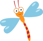 Скачать PNG картинку на прозрачном фоне Смешная детская иллюстрация стрекозы