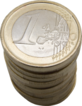 Скачать PNG картинку на прозрачном фоне Стопка монет в один евро