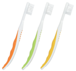 Скачать PNG картинку на прозрачном фоне Три зубных щетки разного цвета