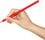Скачать PNG картинку на прозрачном фоне В женской руке красный карандаш