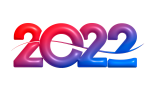 Скачать PNG картинку на прозрачном фоне Выпуклое число 2022, градиент красно-синий