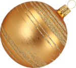 Скачать PNG картинку на прозрачном фоне Ёлочный золотой новогодний шар с серебряными блестинками