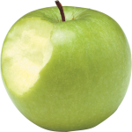 Скачать PNG картинку на прозрачном фоне Зеленое надкушенное яблоко