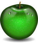 Скачать PNG картинку на прозрачном фоне Зеленое нарисованное яблоко, стеклянное