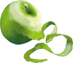 Скачать PNG картинку на прозрачном фоне Зеленое яблоко частично очищенное от шкурки