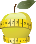 Скачать PNG картинку на прозрачном фоне Желтое нарисованное яблоко с сантиметровой лентой