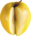 Скачать PNG картинку на прозрачном фоне Желтое яблоко без одной дольки